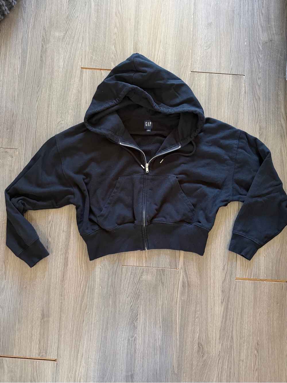 GAP Black Cropped Zip-Up Hoodie